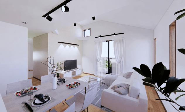 戸建て住宅の広々としたリビング